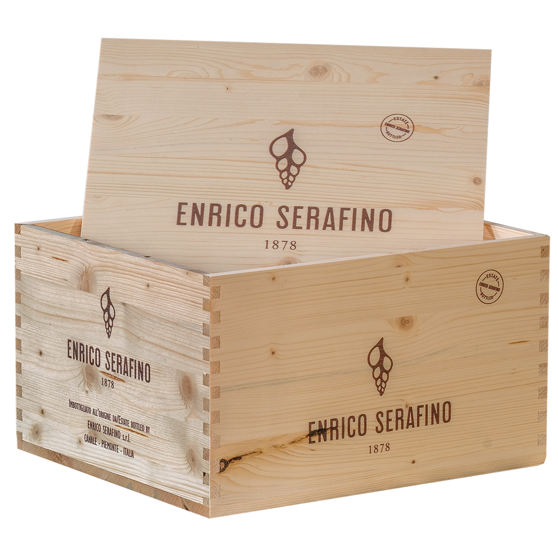 Cassa di vino in legno con incisione per 6 bottiglie, set di 6, (31,50 EUR  / un.)